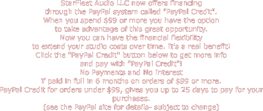 StarFleet Audio LLC now offers